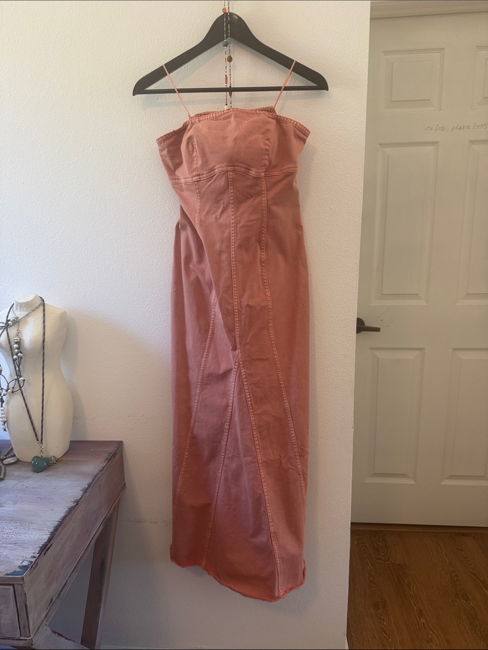 Anthropologie Strapless Maxi Dress in Dusty Rose-Coral